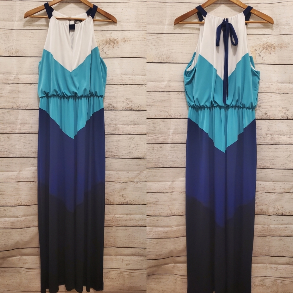 Vince Camuto Multicolor Chevron Print Maxi Dress, Size 12